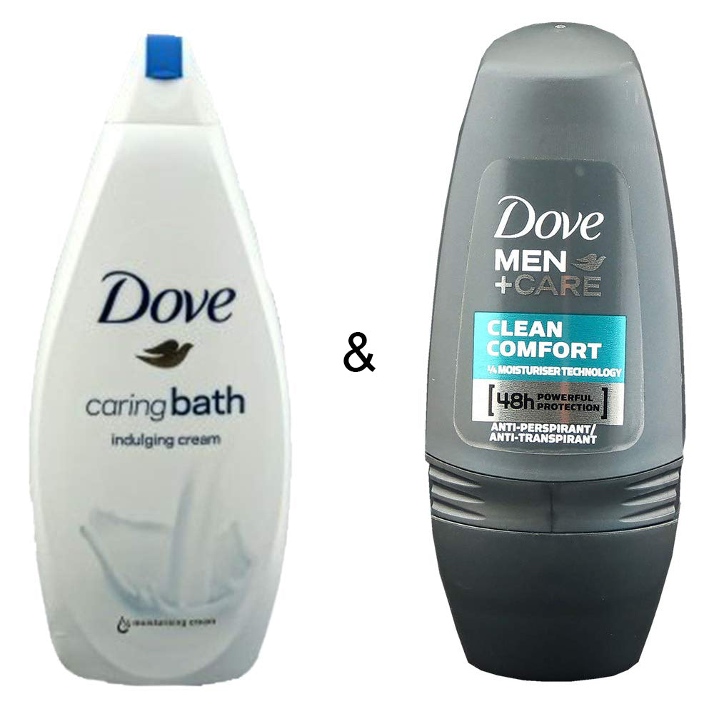 Caring Bath Indulging Cream 750 by Dove and Roll-on Stick Clean Comfort 50ml by Dove Image 1