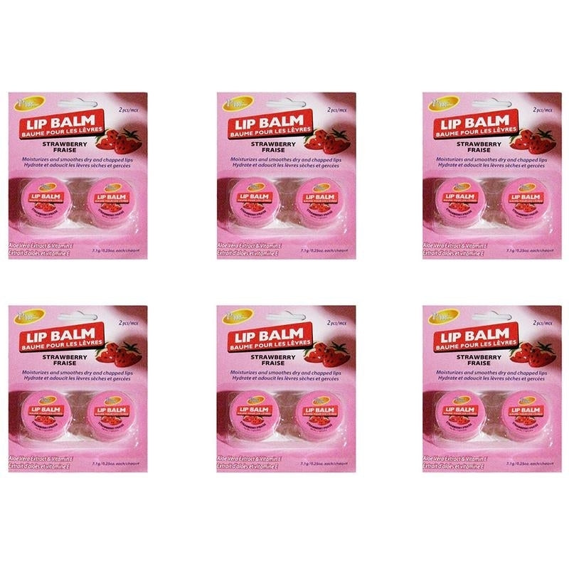 Lip Balm- Strawberry (2 In 1 Pack) (Pack of 6) By Purest Image 1