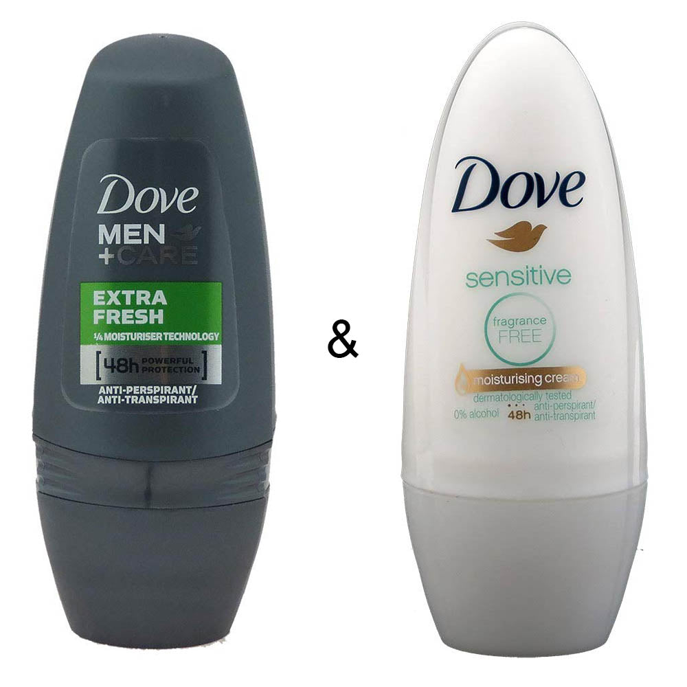 Roll-on Stick Extra Fresh 50 ml by Dove and Roll-on Stick Sensitive 50ml by Dove Image 1