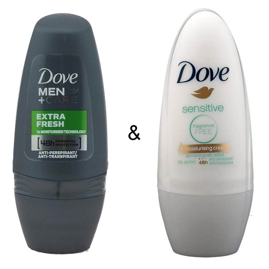 Roll-on Stick Extra Fresh 50 ml by Dove and Roll-on Stick Sensitive 50ml by Dove Image 1