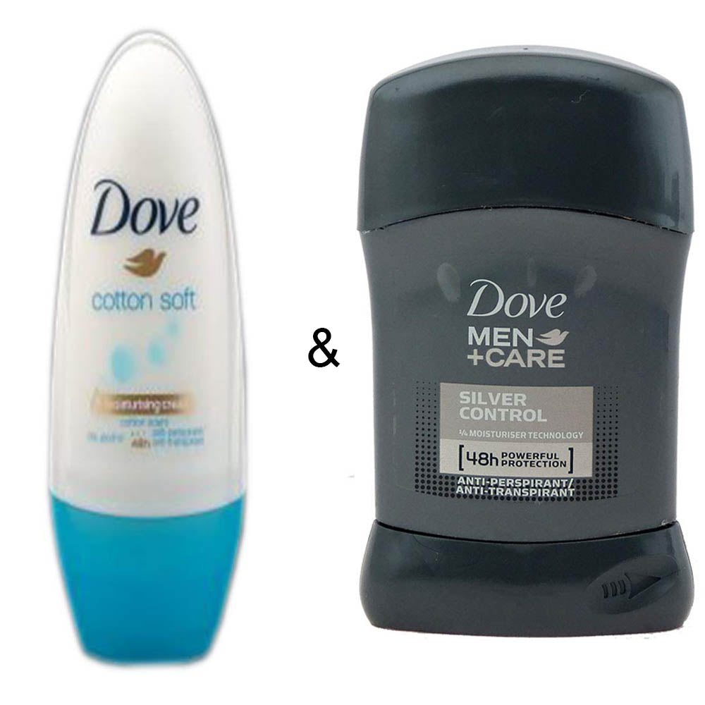 Roll-on Stick Cotton Soft 50ml by Dove and Roll-on Stick Silver Control 50ml by Dove Image 1
