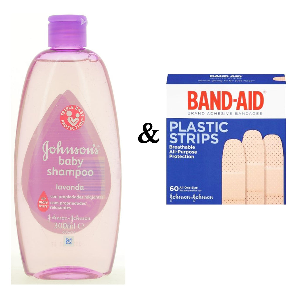 Johnsons Shampoo 300Ml Relax and Johnson and Johnson Band-Aid- Plastic Strips (60 In 1 Pack) Image 1