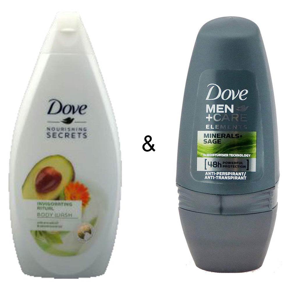 Body Wash Invigo Ritual 500 by Dove and Roll-on Stick Mineral and Sage by Dove Image 1