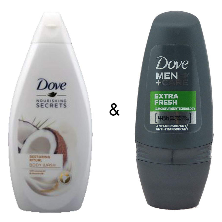 Body Wash Restoring Ritual 500 by Dove and Roll-on Stick Extra Fresh 50 ml by Dove Image 1
