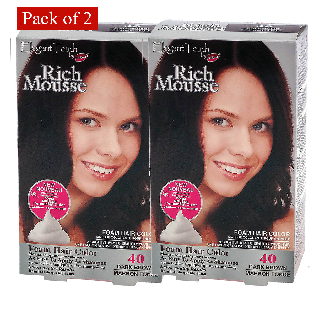 Foam Hair Color Rich Mousse Dark Brown 40 Elegant Touch By Purest (Pack Of 2) Image 1