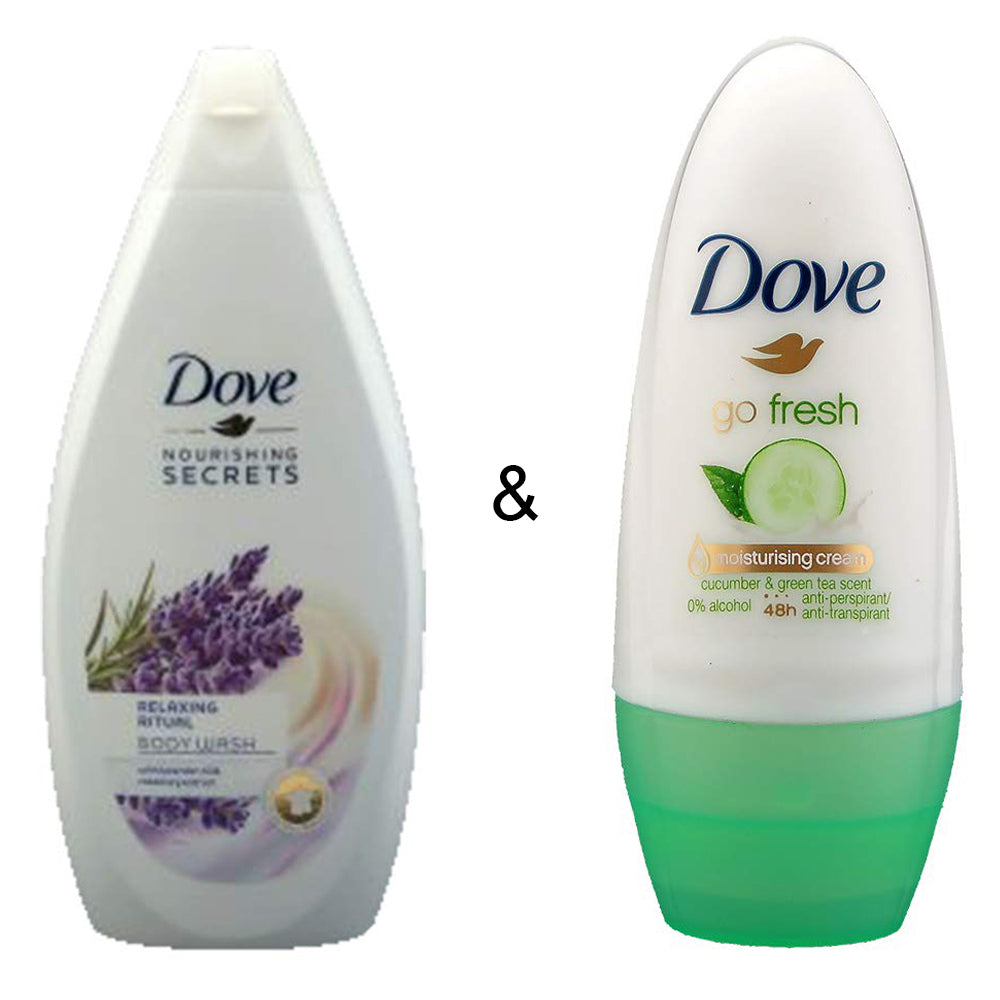 Body Wash Relaxing Ritual 500 by Dove and Roll-on Stick Go Fresh Cucumber 50 ml by Dove Image 1