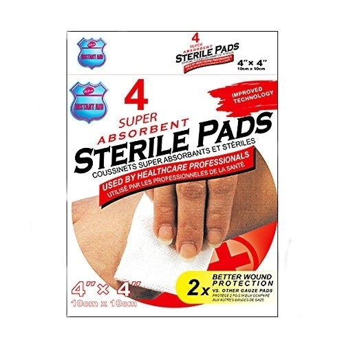 Instant Aid- Super Absorbent Sterile Pads (4 In 1 Pack) (Pack of 3) By Purest Image 1