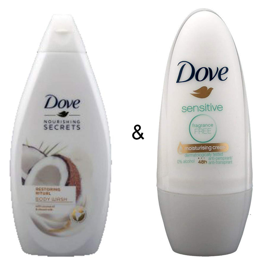 Body Wash Restoring Ritual 500 by Dove and Roll-on Stick Sensitive 50ml by Dove Image 1
