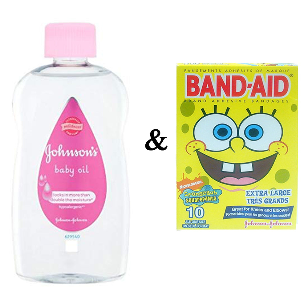 Johnsons Baby Oil 500Ml By JohnsonS and Johnson and Johnson Band-Aid- Sponge Bob (10 In 1 Pack) Image 1