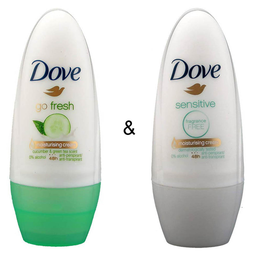Roll-on Stick Go Fresh Cucumber 50 ml by Dove and Roll-on Stick Sensitive 50ml by Dove Image 1