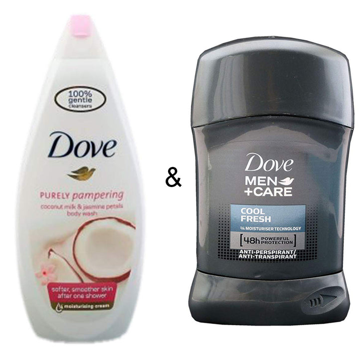 Body Wash Coconut 750 by Dove and Roll-on Stick Cool Fresh 50ml by Dove Image 1