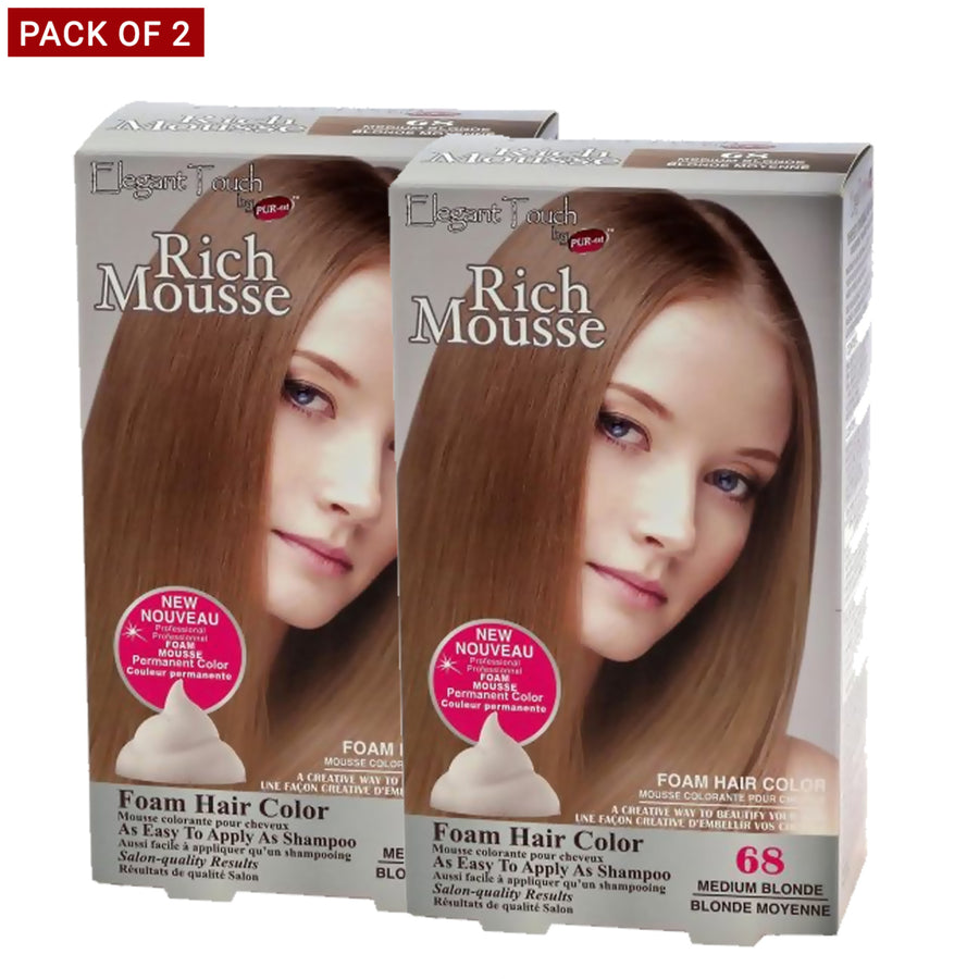 Purest Rich Mousse Foam Hair Color Medium Blonde 68 0.18Kg - Pack Of 2 Image 1