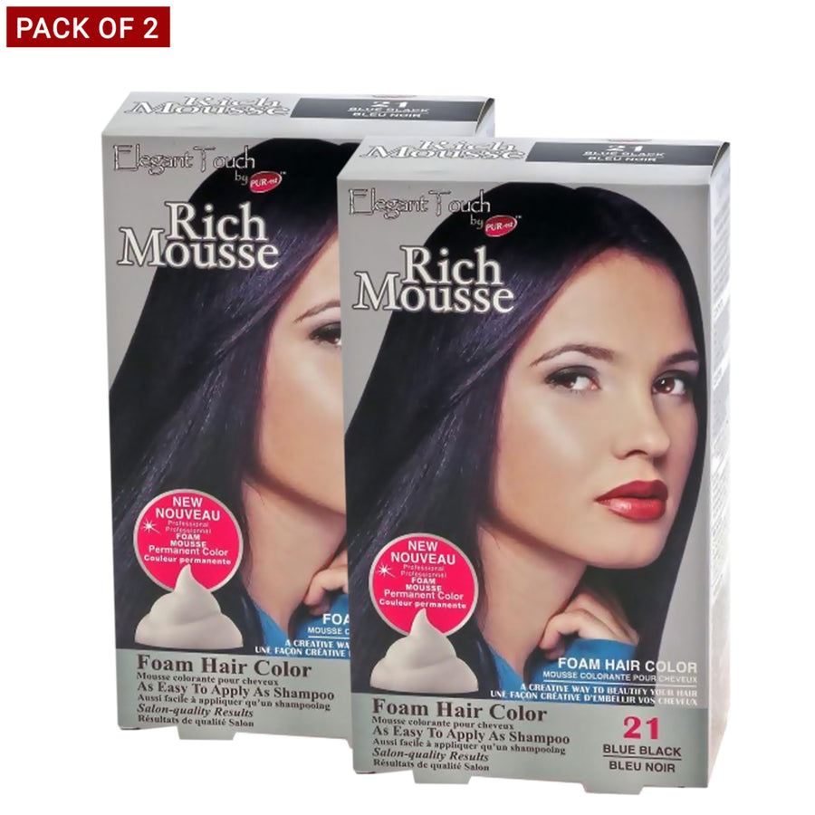 Pur-Est Rich Mousse Foam Hair Color Blue Black 1 0.18Kg - Pack Of 2 Image 1
