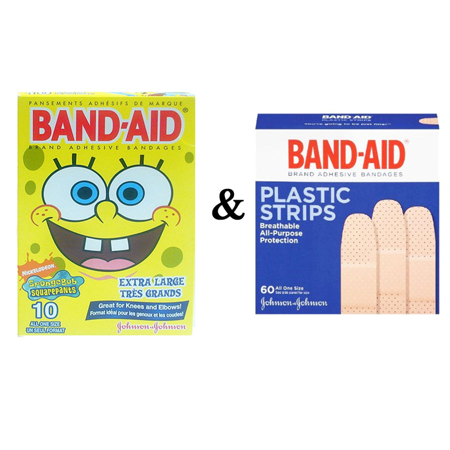 Johnson and Johnson Band-Aid- Sponge Bob (10 In 1 Pack) and Johnson and Johnson Band-Aid- Plastic Strips (60 In 1 Pack) Image 1