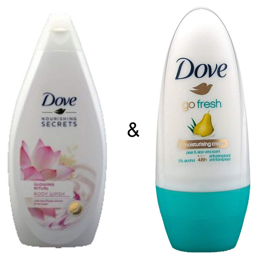 Body Wash Glowing Ritual 500 by Dove and Roll-on Stick Go Fresh Pear and Aloe 50 ml by Dove Image 1