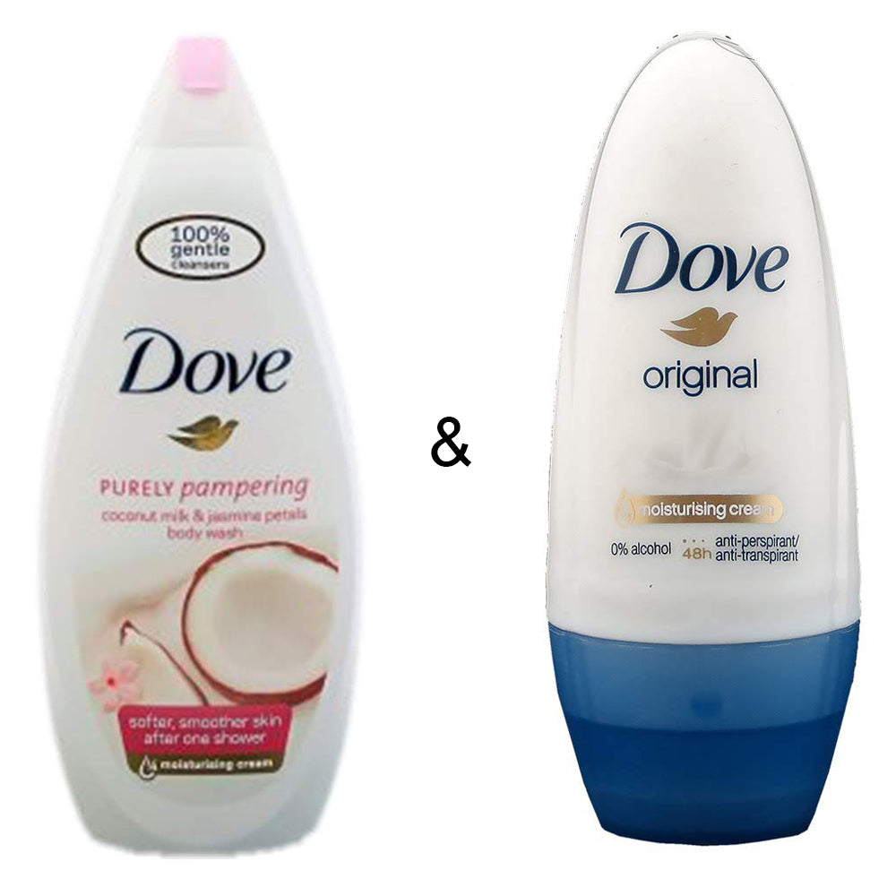 Body Wash Coconut 750 by Dove and Roll-on Stick Original 50ml by Dove Image 1