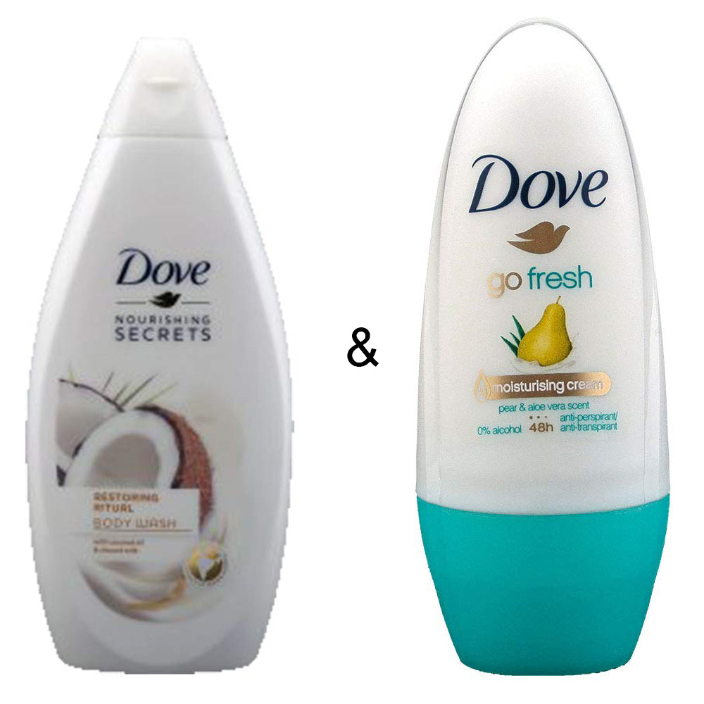 Body Wash Restoring Ritual 500 by Dove and Roll-on Stick Go Fresh Pear and Aloe 50 ml by Dove Image 1