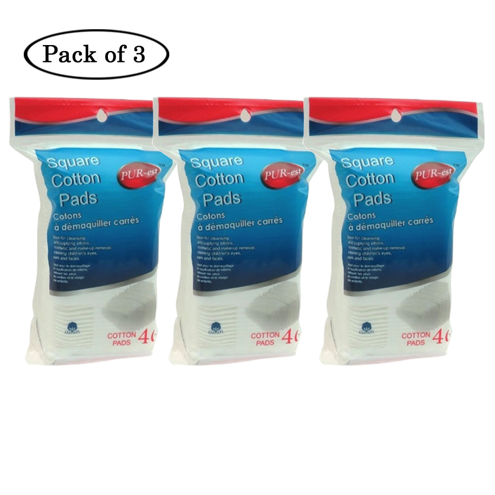 Purest Cotton Pads Square In Poly Bag 40 Pads Pack of 3 Image 1