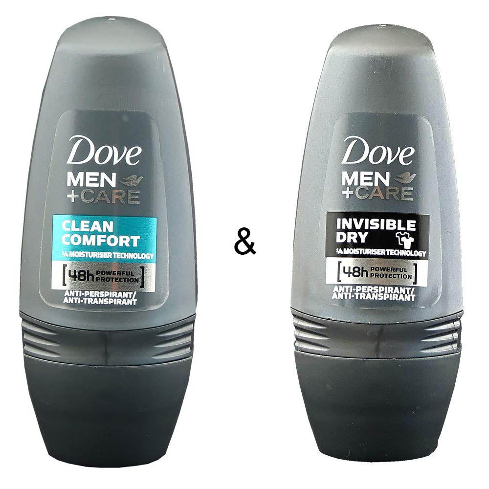 Roll-on Stick Clean Comfort 50ml by Dove and Roll-on Stick Invisible Dry 50 ml by Dove Image 1
