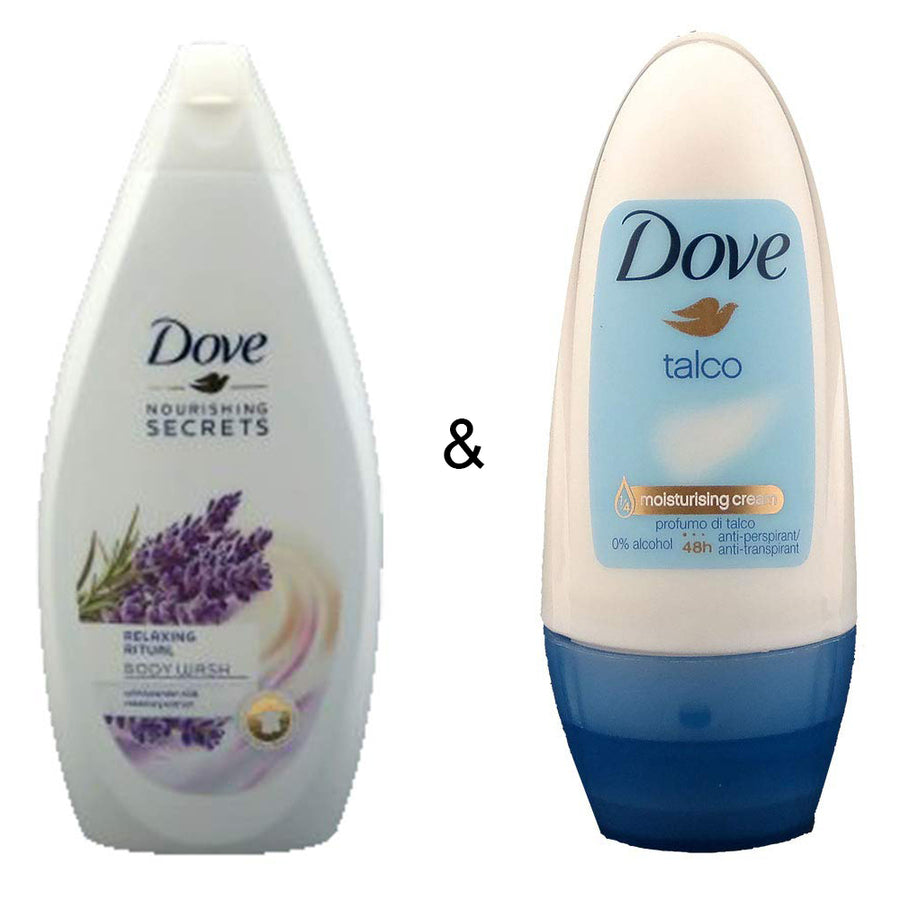 Body Wash Relaxing Ritual 500 by Dove and Roll-on Stick Talco 50ml by Dove Image 1