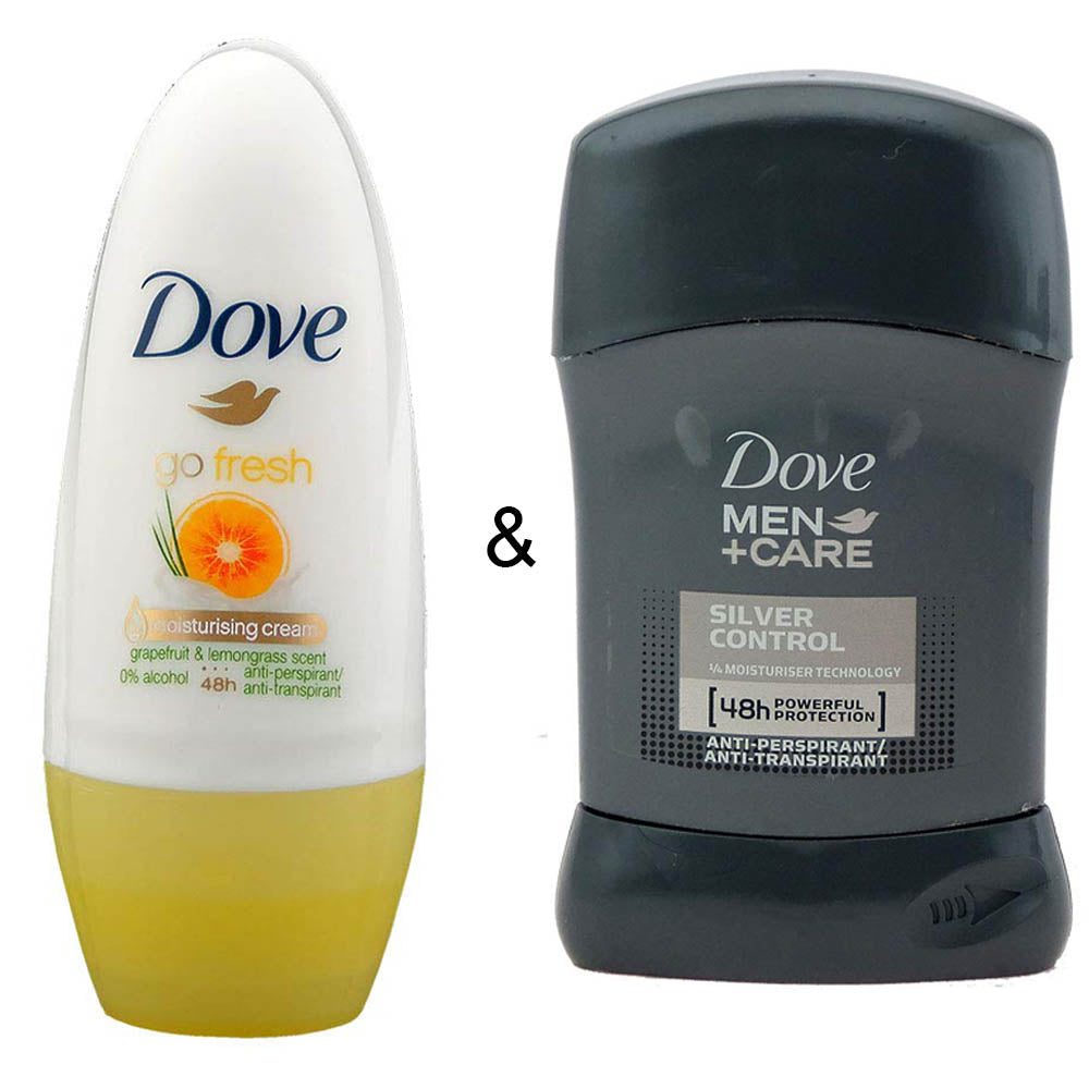 Roll-on Stick Go Fresh Grapefruit 50 ml by Dove and Roll-on Stick Silver Control 50ml by Dove Image 1