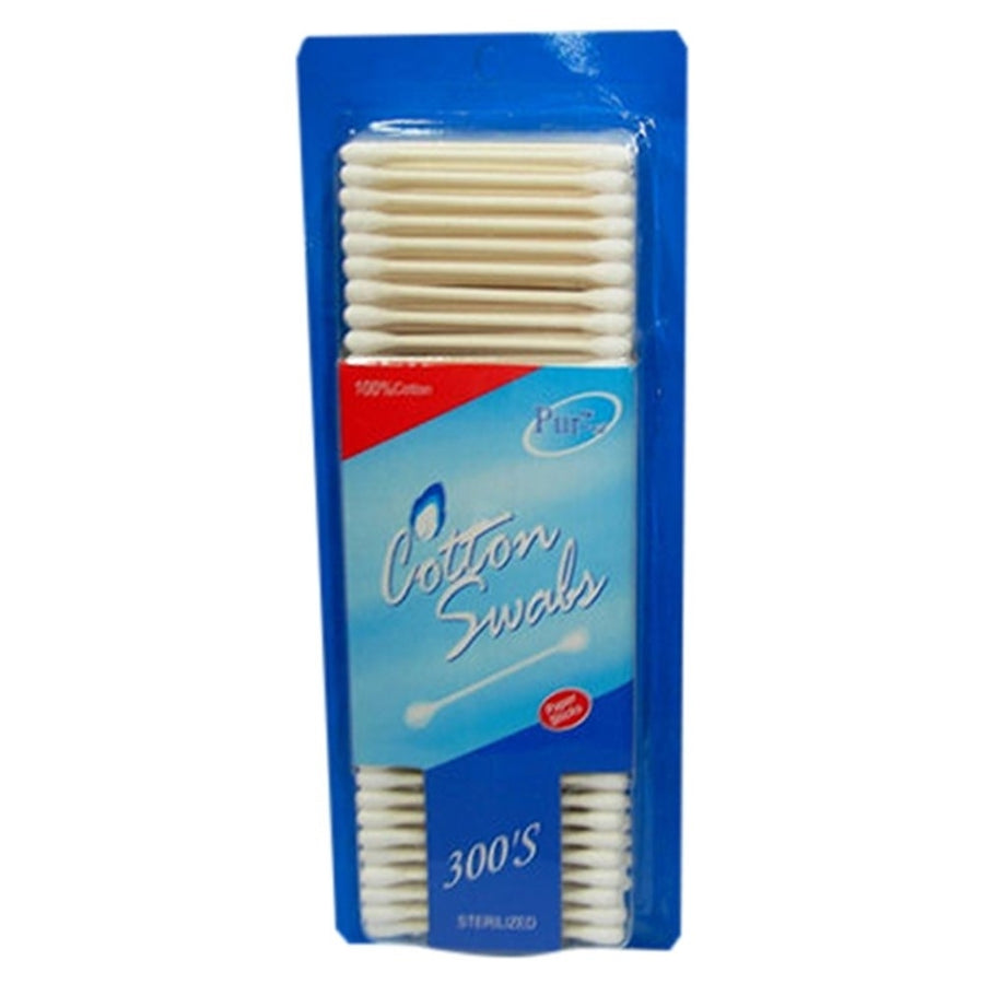 Cotton Swabs With Cotton Sticks (300 Safety Buds) (Pack of 3) By Purest Image 1