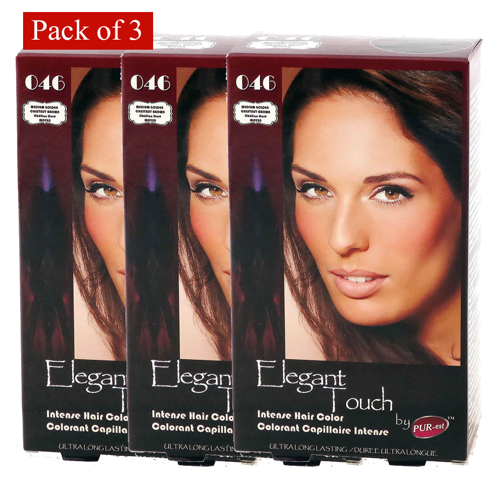 Hair Color Medium Golden Chestnut Brown 046 Elegant Touch By Purest (Pack Of 3) Image 1