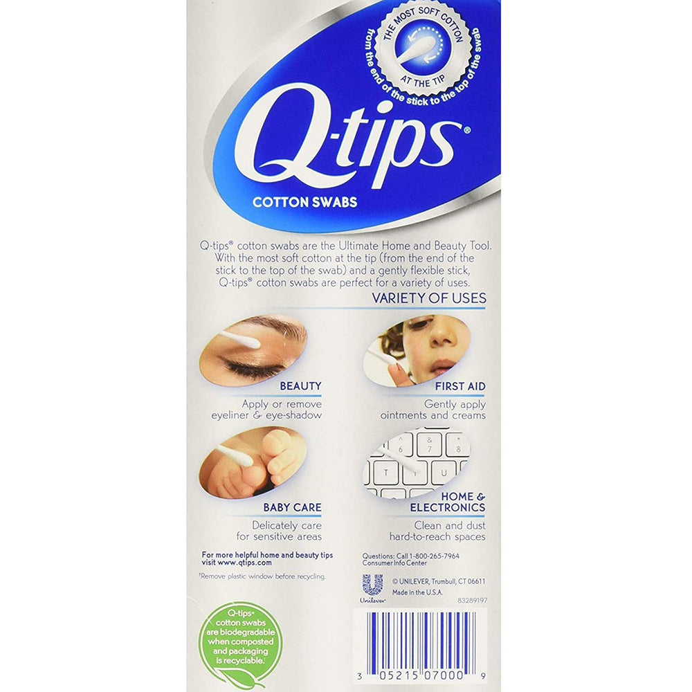 Q Tips Cotton Tip Applicators 170 Cotton Swabs Box Image 1