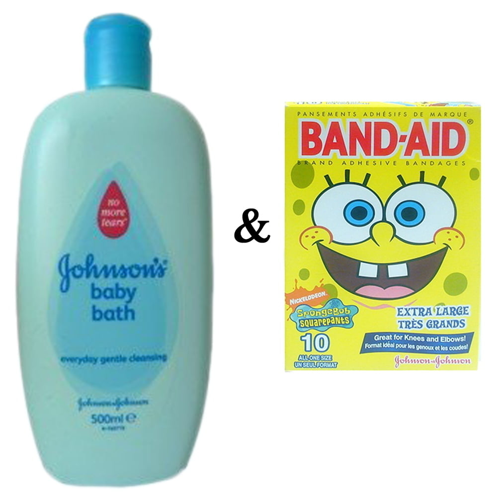 JohnsonS Baby Bath 500Ml (1000Ml Bath) and Johnson and Johnson Band-Aid- Sponge Bob (10 In 1 Pack) Image 1