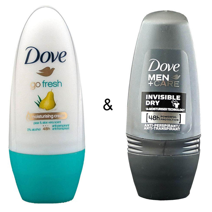 Roll-on Stick Go Fresh Pear and Aloe 50 ml by Dove and Roll-on Stick Invisible Dry 50 ml by Dove Image 1