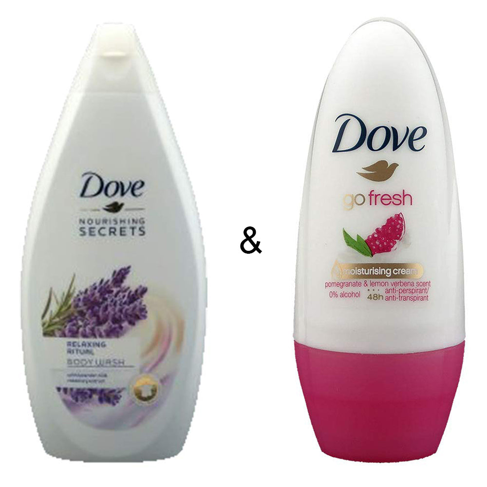 Body Wash Relaxing Ritual 500 by Dove and Roll-on Stick Go Fresh Pomegranate 50 ml by Dove Image 1