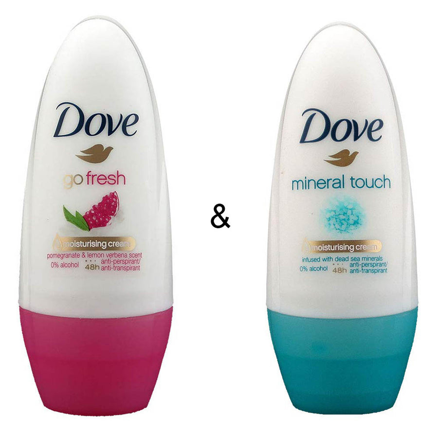 Roll-on Stick Go Fresh Pomegranate 50 ml by Dove and Roll-on Stick Mineral Touch 50ml by Dove Image 1