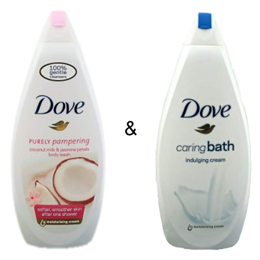 Body Wash Coconut 750 by Dove and Caring Bath Indulging Cream 750 by Dove Image 1