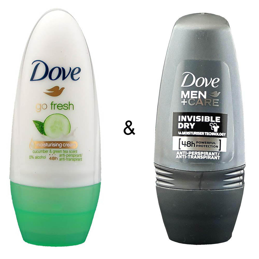 Roll-on Stick Go Fresh Cucumber 50 ml by Dove and Roll-on Stick Invisible Dry 50 ml by Dove Image 1
