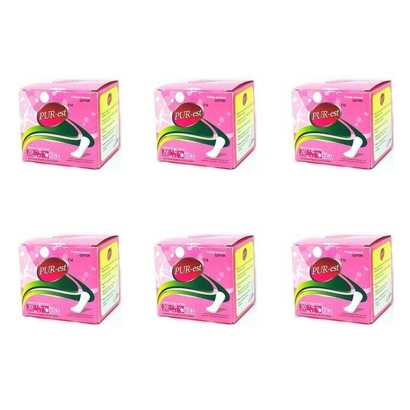 Regular Cotton Pads With Wings (20 Pads) (Pack of 6) By Purest Image 1