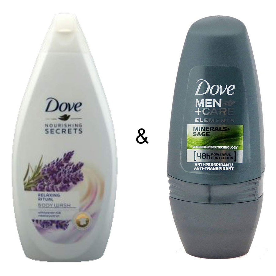 Body Wash Relaxing Ritual 500 by Dove and Roll-on Stick Mineral and Sage by Dove Image 1
