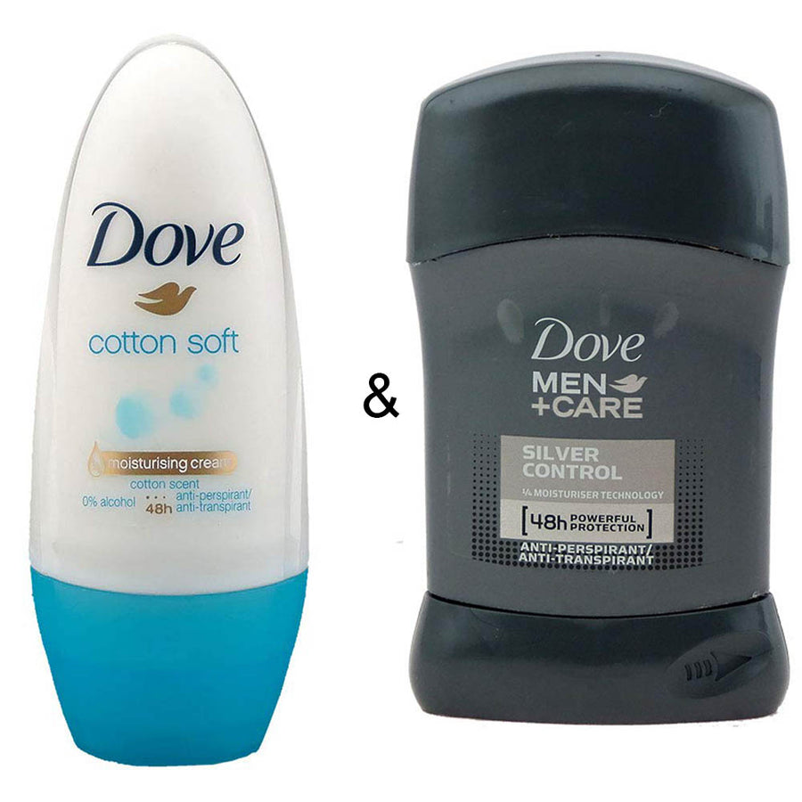 Roll-on Stick Cotton Soft 50 ml by Dove and Roll-on Stick Silver Control 50ml by Dove Image 1