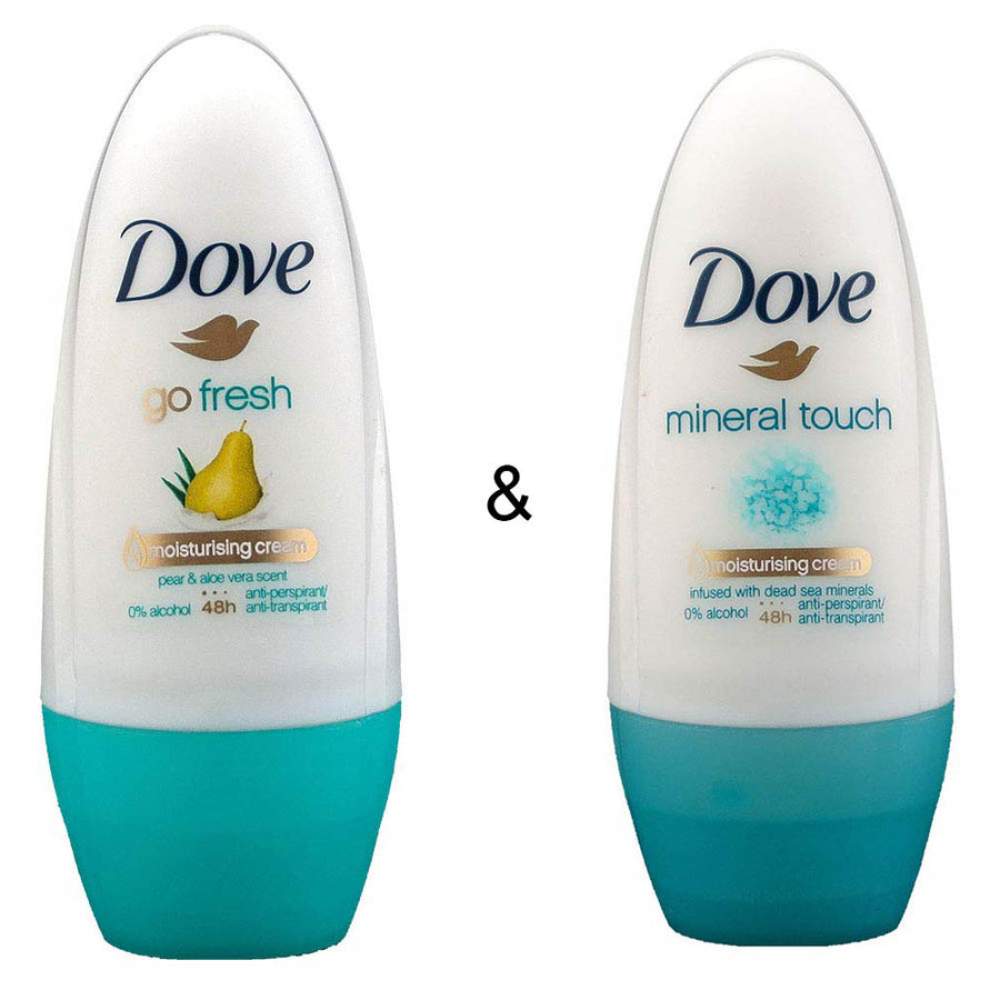 Roll-on Stick Go Fresh Pear and Aloe 50 ml by Dove and Roll-on Stick Mineral Touch 50ml by Dove Image 1