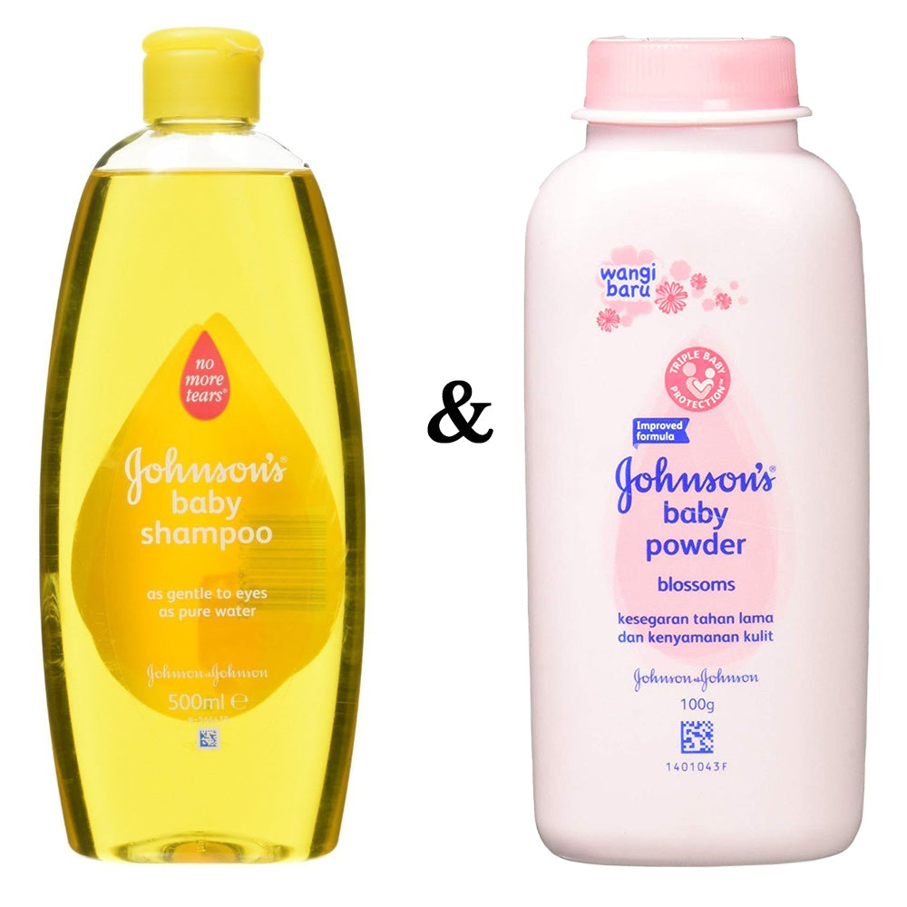Johnsons Baby Shampoo Original 500Ml and Johnsons Baby Powder Blossoms 3.3 Oz 100G Image 1
