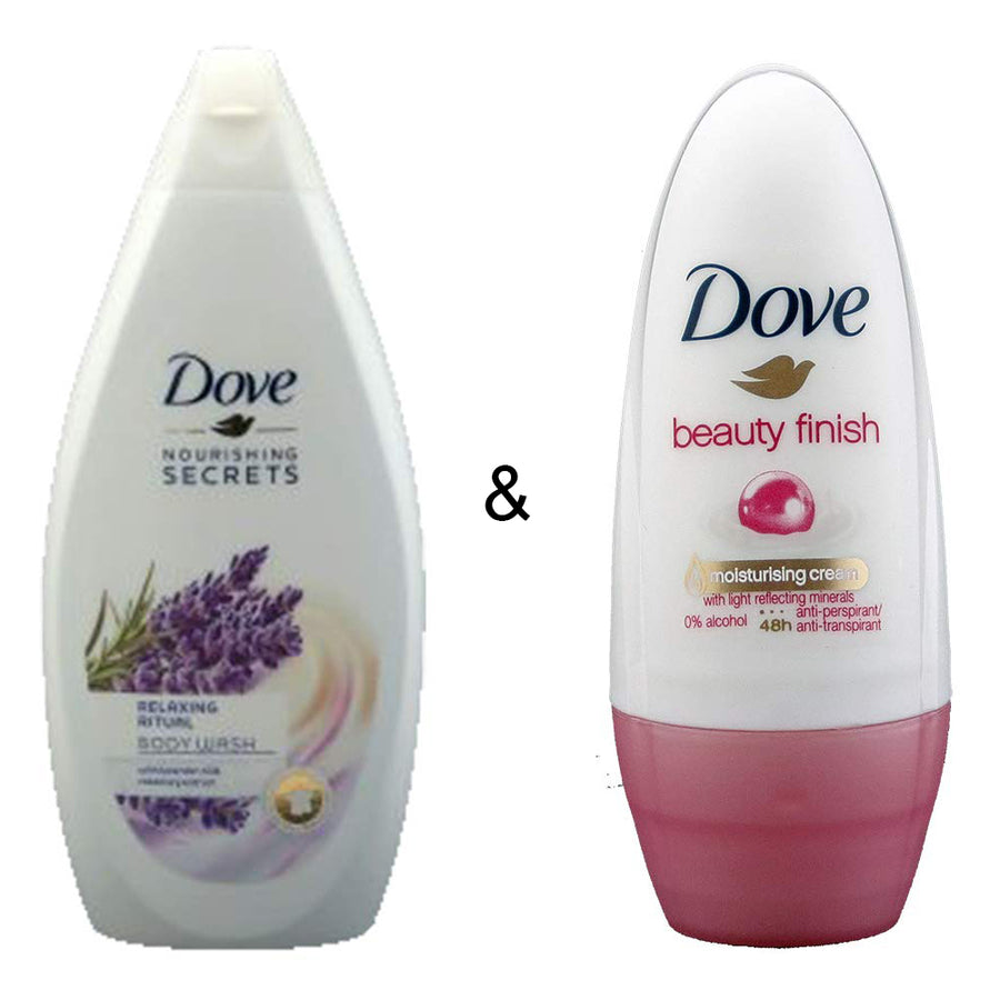 Body Wash Relaxing Ritual 500 by Dove and Roll-on Stick Beauty Finish 50ml by Dove Image 1