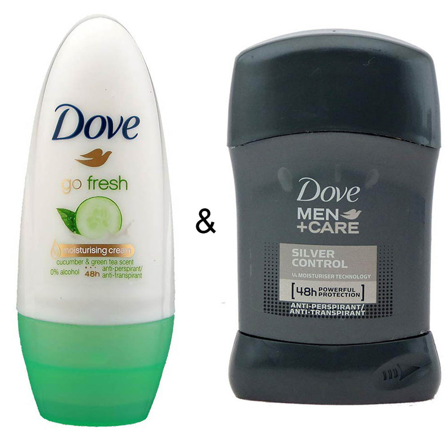 Roll-on Stick Go Fresh Cucumber 50 ml by Dove and Roll-on Stick Silver Control 50ml by Dove Image 1