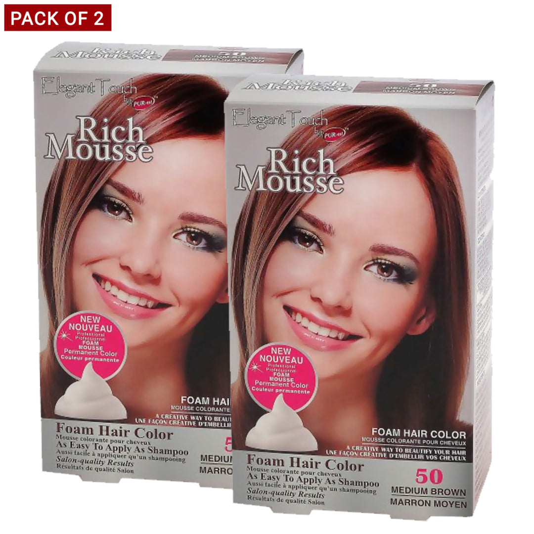 Purest Rich Mousse Foam Hair Color Medium Brown 50 0.18Kg - Pack Of 2 Image 1