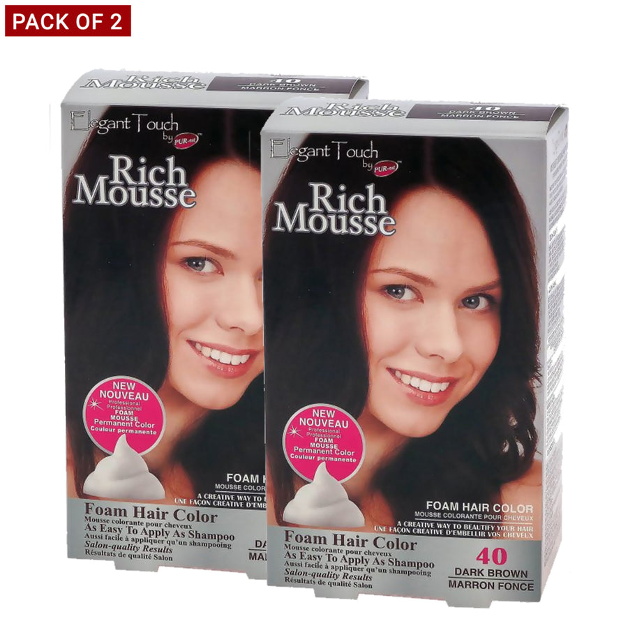 Purest Rich Mousse Foam Hair Color Dark Brown 40 0.18Kg - Pack Of 2 Image 1