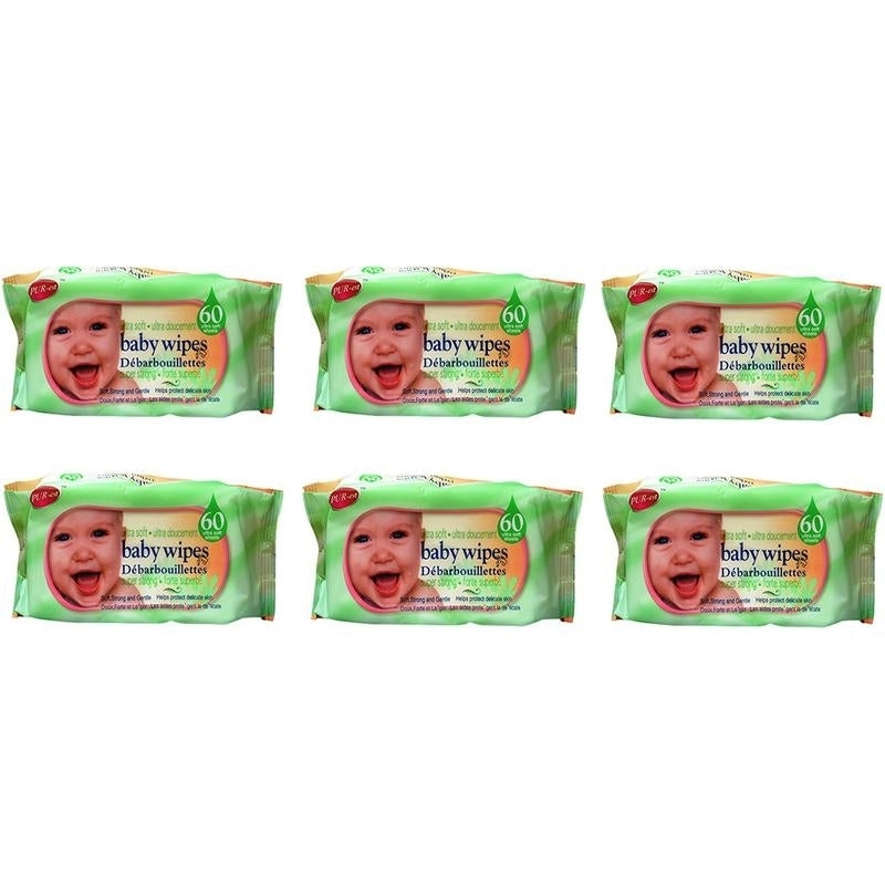 Ultra Soft Baby Wipes 60 In 1 Pack (Pack of 6) By Purest Image 1