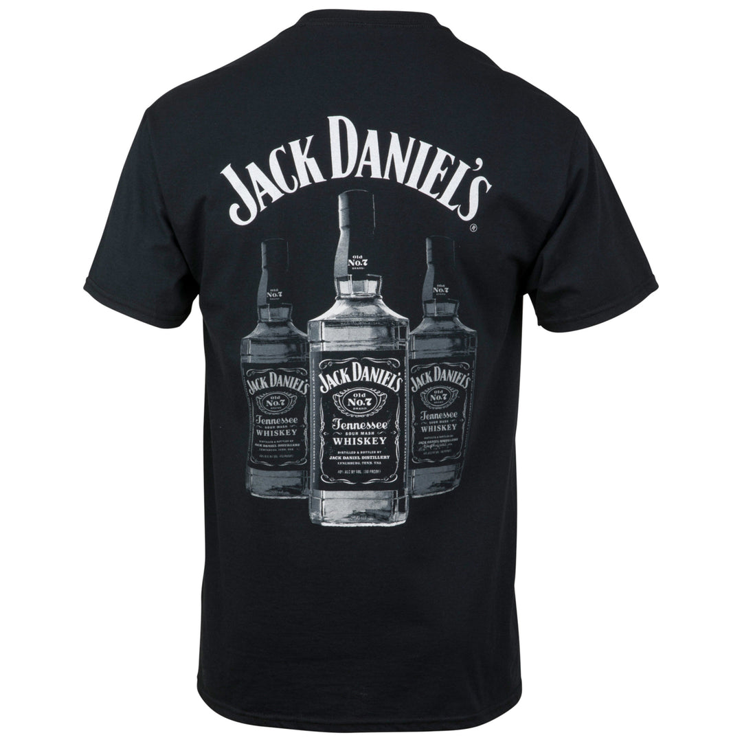 Jack Daniels Triple Whisky Bottles Front and Back Print T-Shirt Image 3