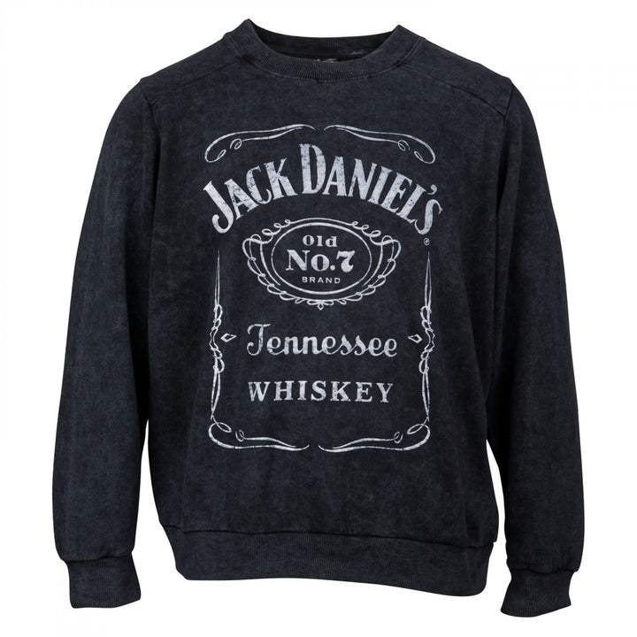 Jack Daniels Label Womens Mineral Wash Crew Neck Fleece Sweatshirt Image 1