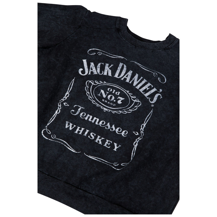 Jack Daniels Label Womens Mineral Wash Crew Neck Fleece Sweatshirt Image 2