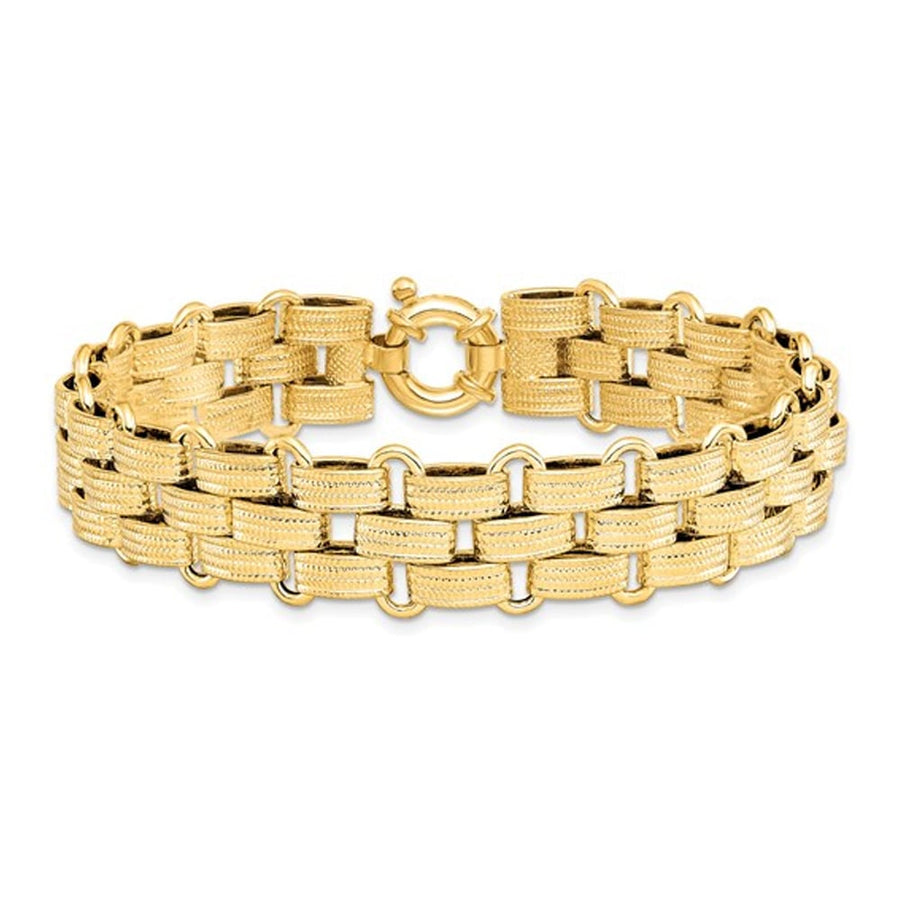 Ladies 14K Yellow Gold Polished Basket Weave Bracelet (8 Inches) Image 1