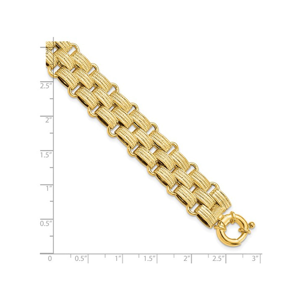 Ladies 14K Yellow Gold Polished Basket Weave Bracelet (8 Inches) Image 3