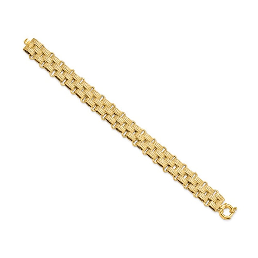 Ladies 14K Yellow Gold Polished Basket Weave Bracelet (8 Inches) Image 4